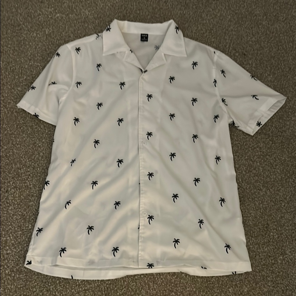 White Palm Tree Print Men's Shirt